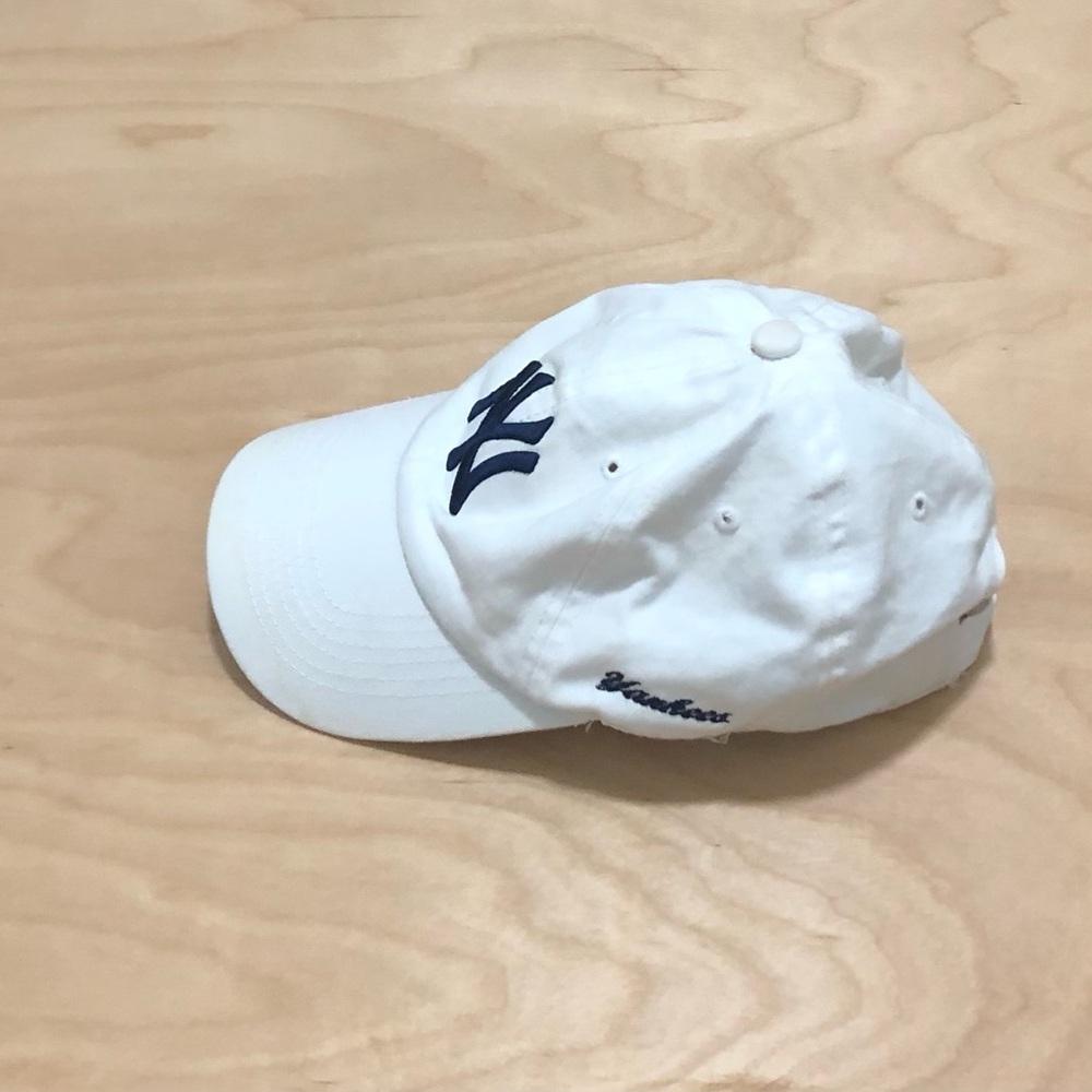 USA Yankees White Baseball Hat Cap Navy Blue Logo Cotton Sport Unisex One Size